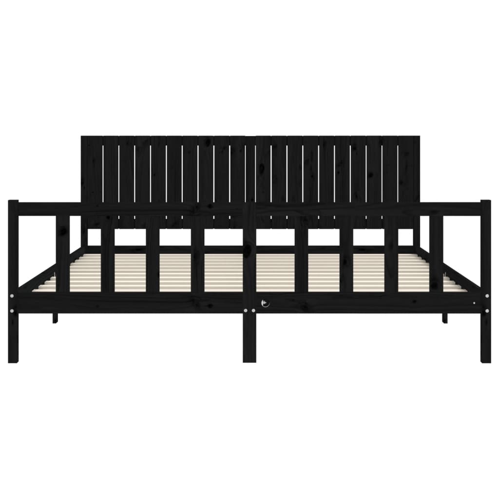 sengeramme med sengegavl 200x200 cm massivt træ sort