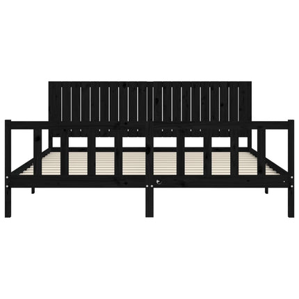 sengeramme med sengegavl 200x200 cm massivt træ sort