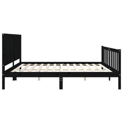 sengeramme med sengegavl 200x200 cm massivt træ sort