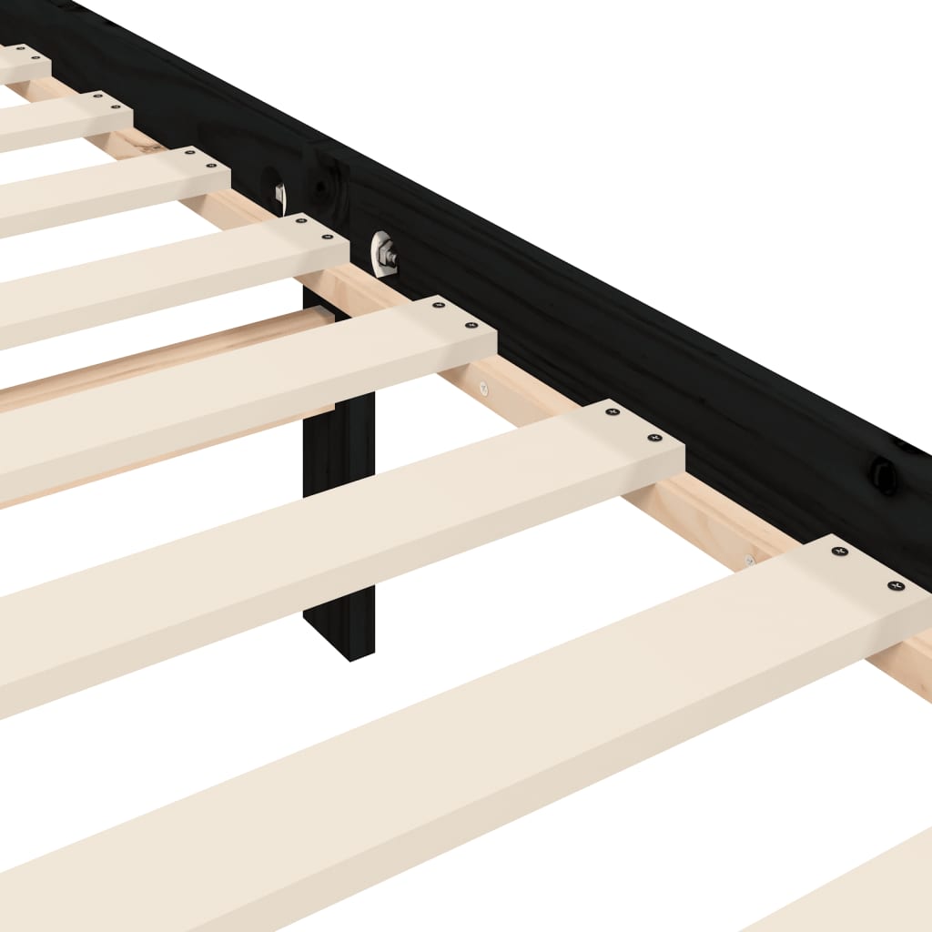 sengeramme med sengegavl 200x200 cm massivt træ sort