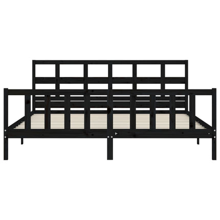 sengeramme med sengegavl 200x200 cm massivt træ sort
