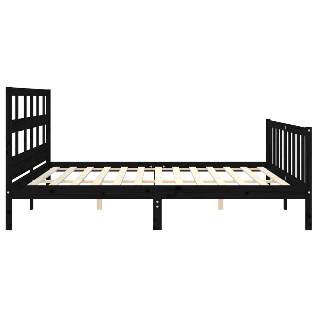 sengeramme med sengegavl 200x200 cm massivt træ sort