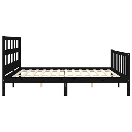 sengeramme med sengegavl 200x200 cm massivt træ sort