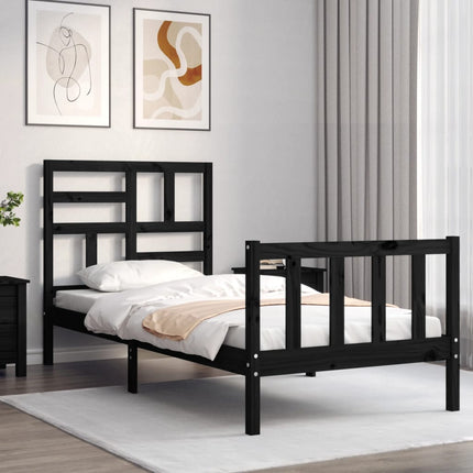 sengeramme med sengegavl Small Single massivt træ sort