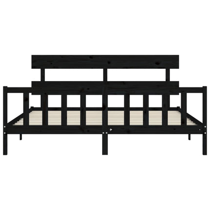 sengeramme med sengegavl 200x200 cm massivt træ sort
