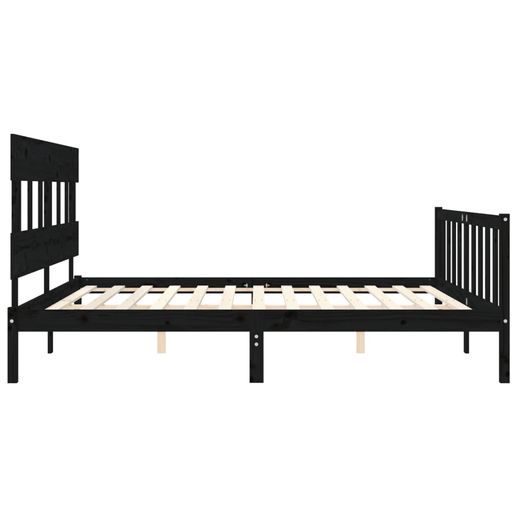 sengeramme med sengegavl 200x200 cm massivt træ sort