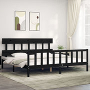 sengeramme med sengegavl 200x200 cm massivt træ sort
