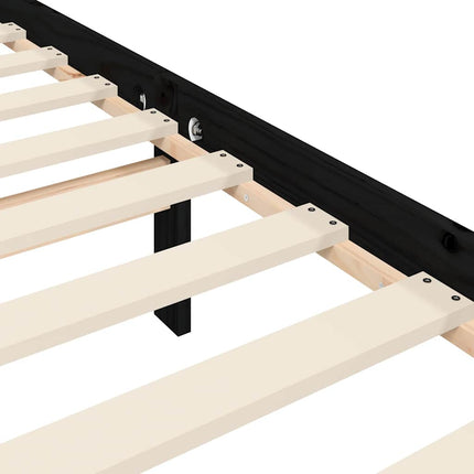sengeramme med sengegavl 200x200 cm massivt træ sort