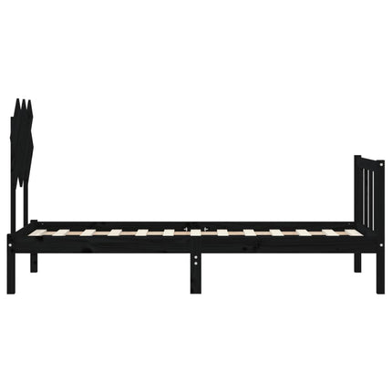 sengeramme med sengegavl Small Single massivt træ sort