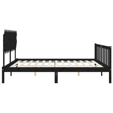 sengeramme med sengegavl 200x200 cm massivt træ sort