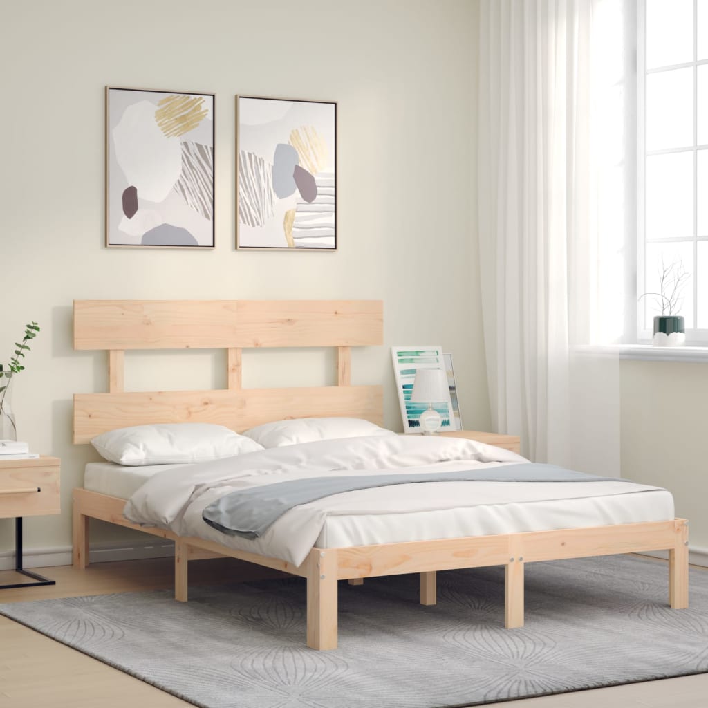 sengeramme uden madras 140x190 cm massivt fyrretræ