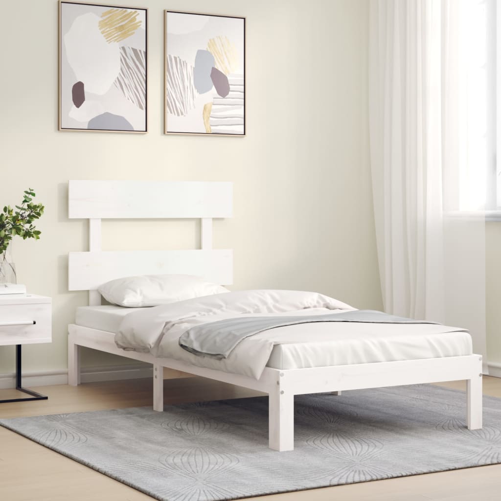 sengeramme uden madras 90x200 cm massivt fyrretræ hvid