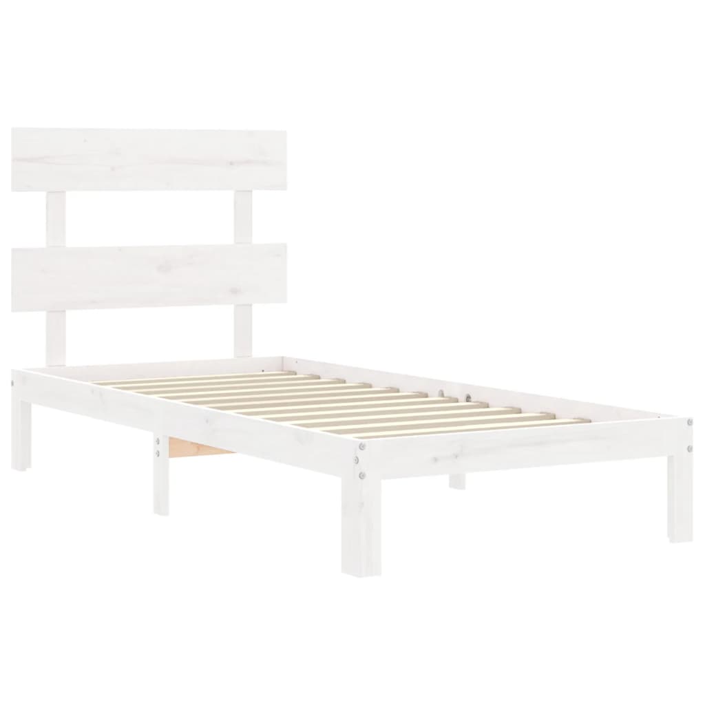 sengeramme uden madras 90x200 cm massivt fyrretræ hvid