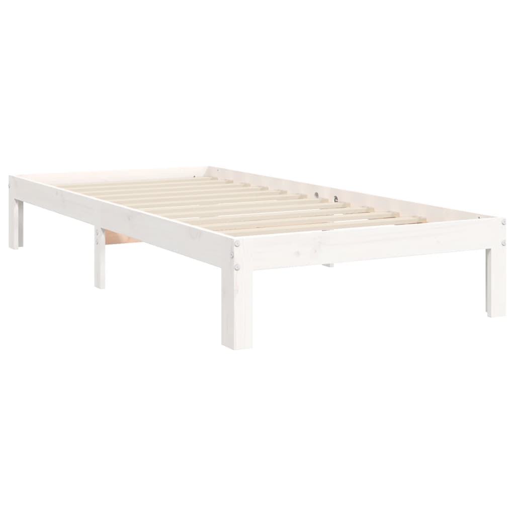 sengeramme uden madras 90x200 cm massivt fyrretræ hvid