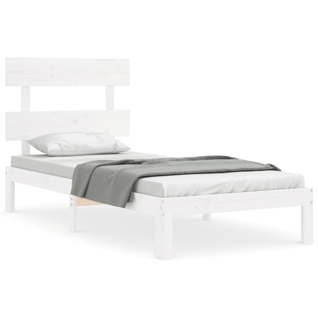 sengeramme uden madras 100x200 cm massivt fyrretræ hvid