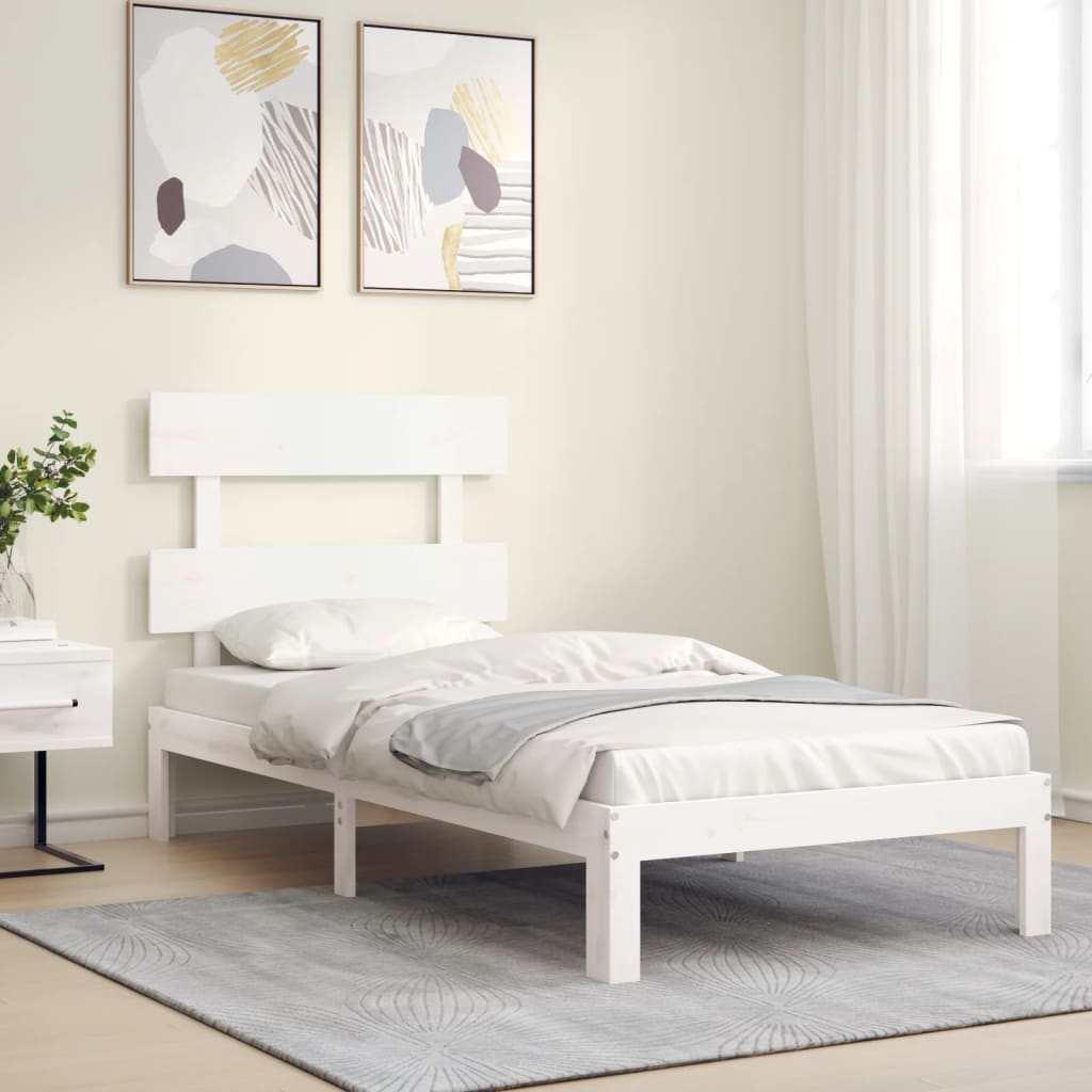 sengeramme uden madras 100x200 cm massivt fyrretræ hvid