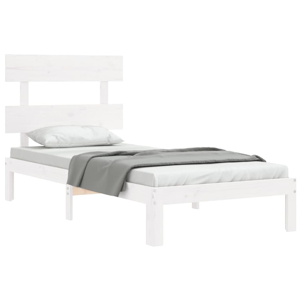 sengeramme uden madras 100x200 cm massivt fyrretræ hvid