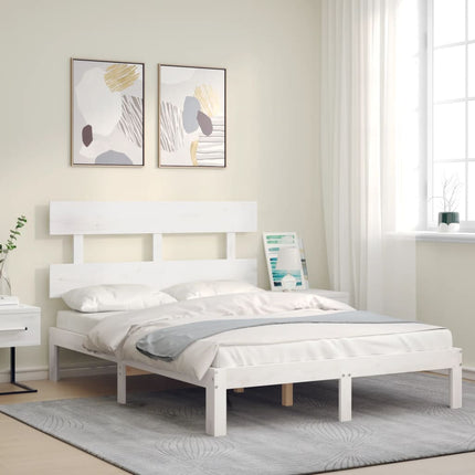 sengeramme uden madras 120x200 cm massivt fyrretræ hvid