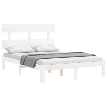 sengeramme uden madras 120x200 cm massivt fyrretræ hvid