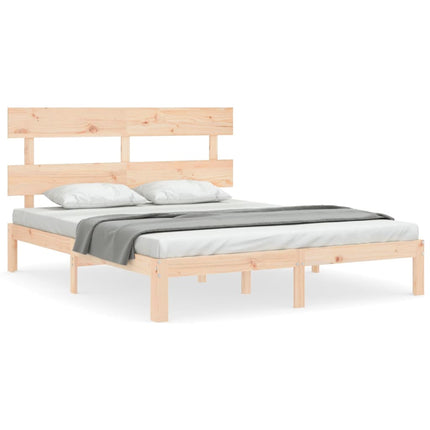 sengeramme med sengegavl kingsize massivt træ