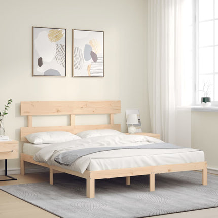 sengeramme med sengegavl kingsize massivt træ