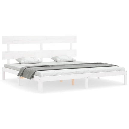 sengeramme uden madras 200x200 cm massivt fyrretræ hvid