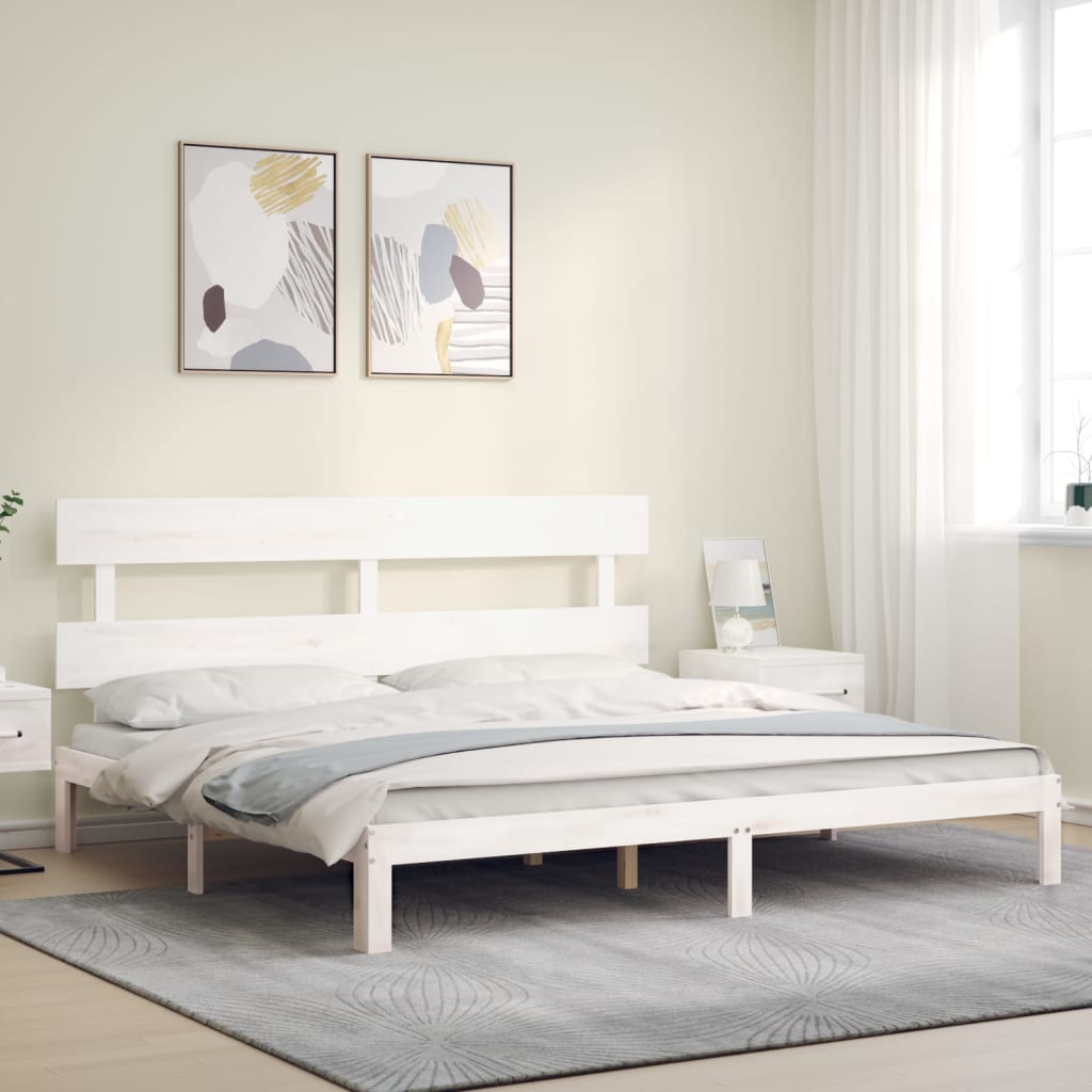 sengeramme uden madras 200x200 cm massivt fyrretræ hvid