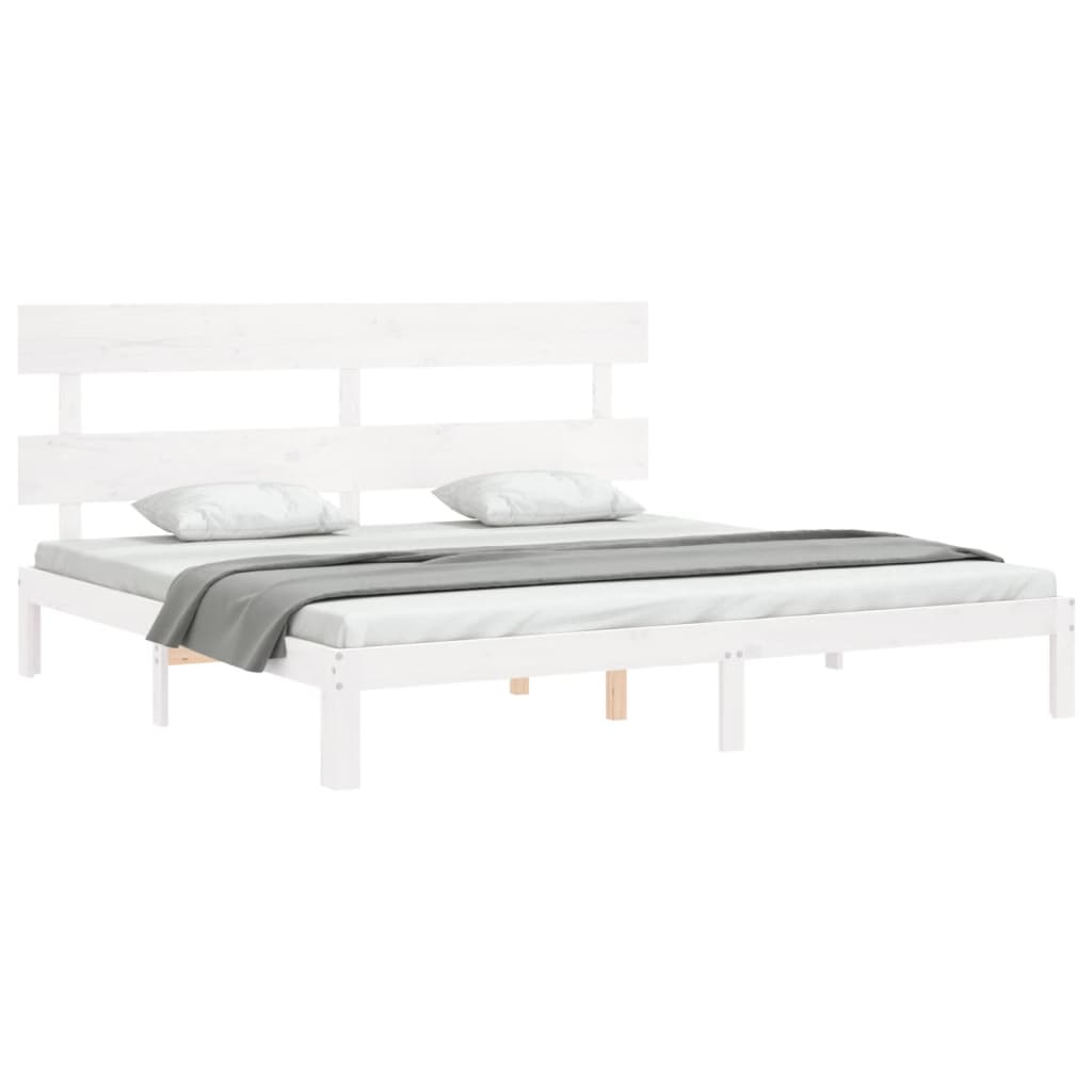 sengeramme uden madras 200x200 cm massivt fyrretræ hvid