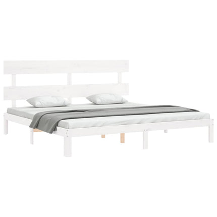 sengeramme uden madras 200x200 cm massivt fyrretræ hvid