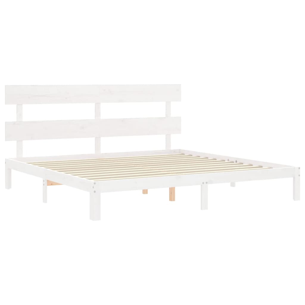 sengeramme uden madras 200x200 cm massivt fyrretræ hvid