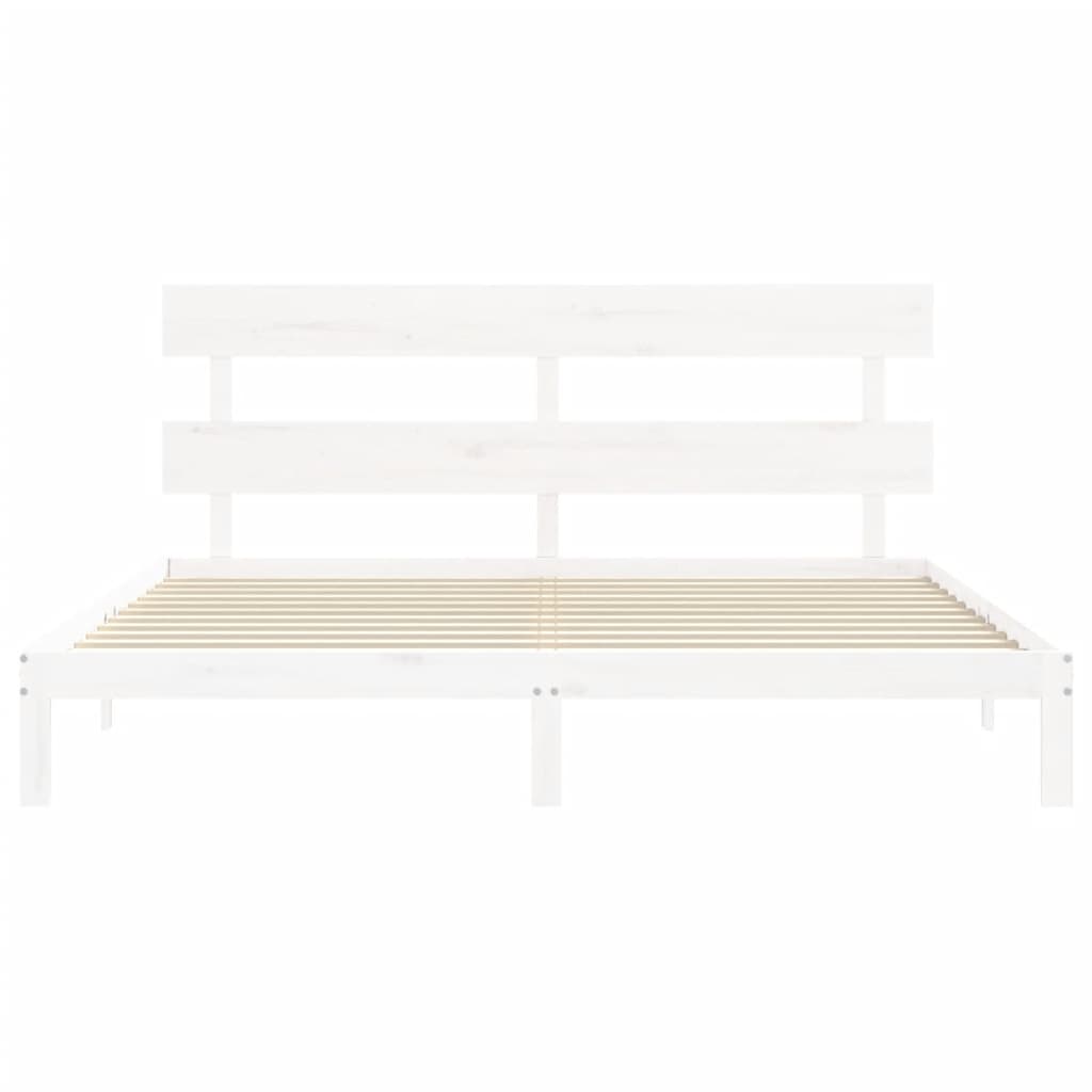 sengeramme uden madras 200x200 cm massivt fyrretræ hvid