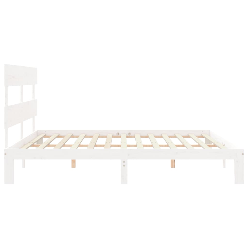 sengeramme uden madras 200x200 cm massivt fyrretræ hvid