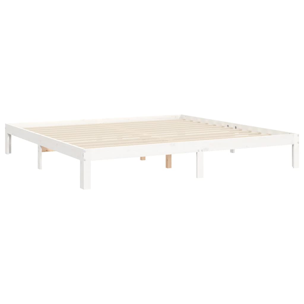 sengeramme uden madras 200x200 cm massivt fyrretræ hvid