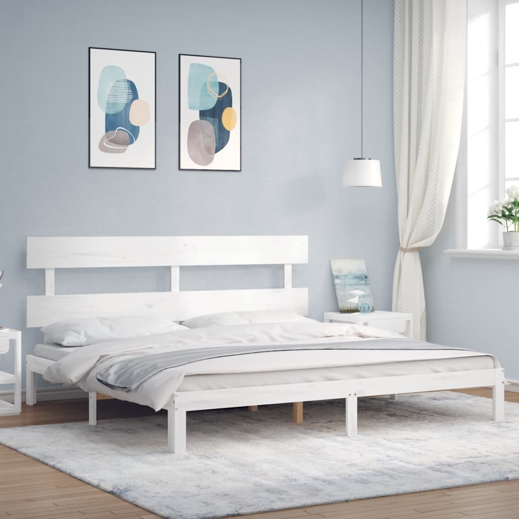 sengeramme uden madras 200x200 cm massivt fyrretræ hvid
