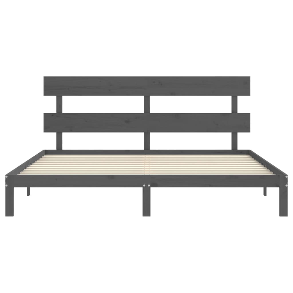 sengeramme med sengegavl 200x200 cm massivt træ grå