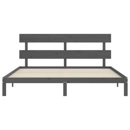 sengeramme med sengegavl 200x200 cm massivt træ grå