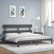 sengeramme med sengegavl 200x200 cm massivt træ grå