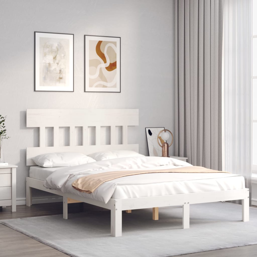 sengeramme uden madras 120x200 cm massivt fyrretræ hvid