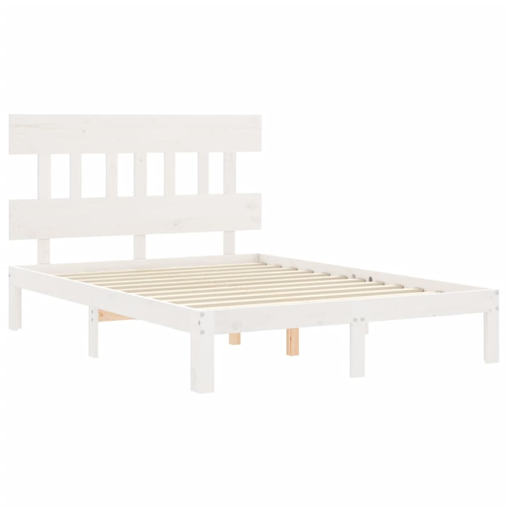 sengeramme uden madras 120x200 cm massivt fyrretræ hvid
