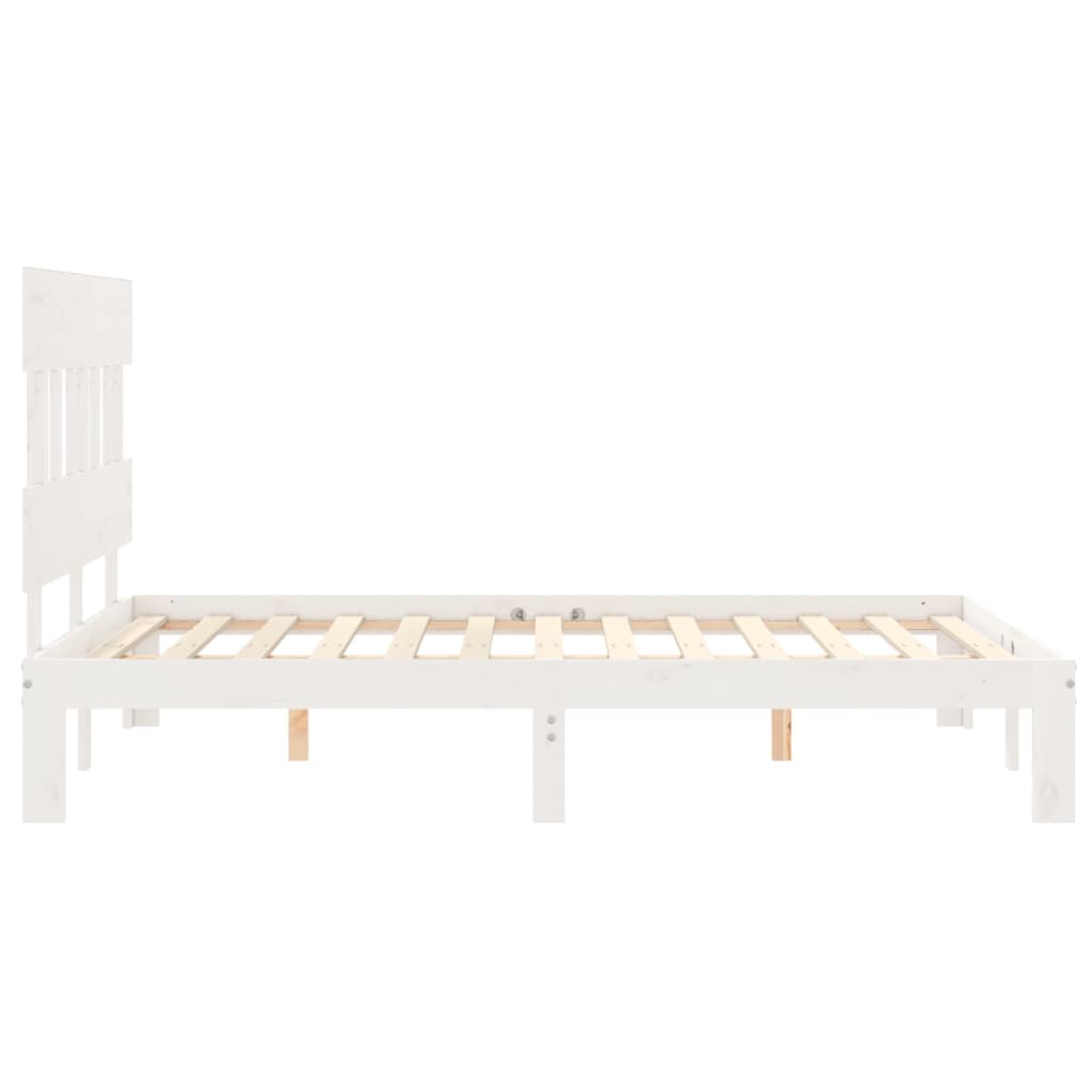 sengeramme uden madras 120x200 cm massivt fyrretræ hvid