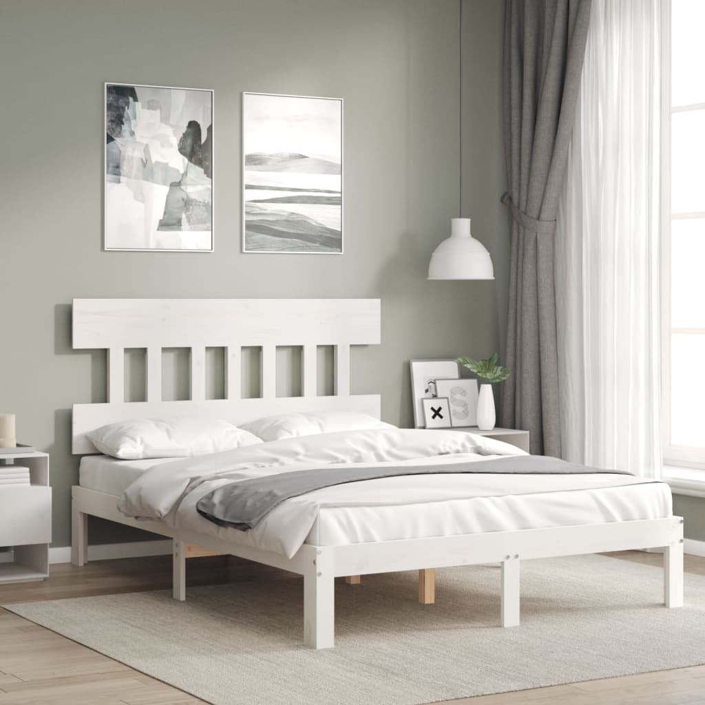 sengeramme uden madras 120x200 cm massivt fyrretræ hvid