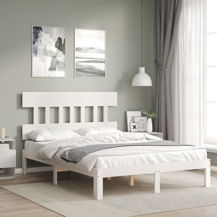 sengeramme uden madras 120x200 cm massivt fyrretræ hvid