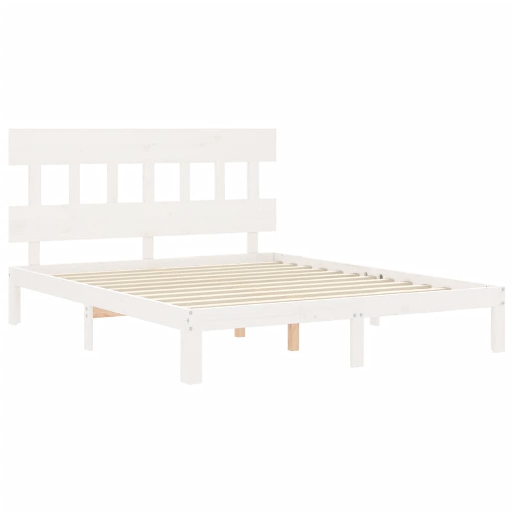sengeramme uden madras 160x200 cm massivt fyrretræ hvid