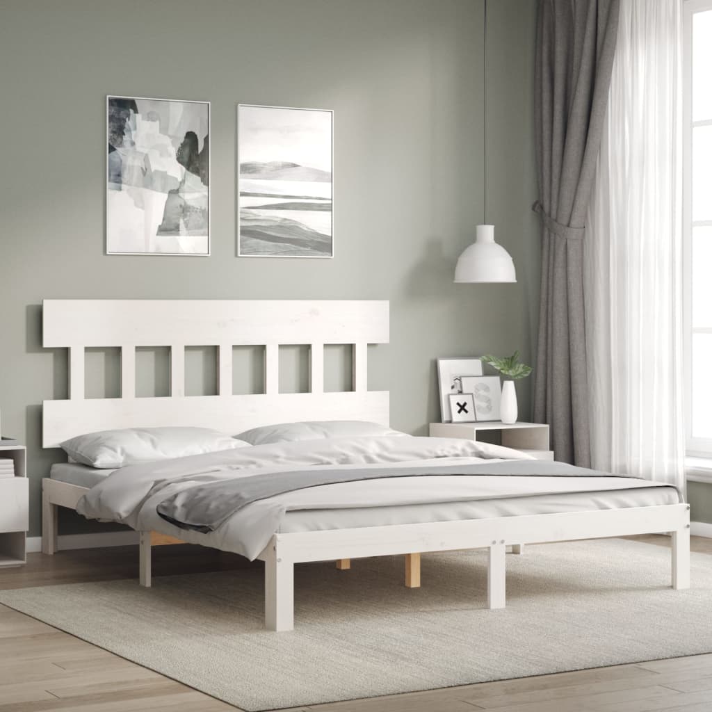 sengeramme uden madras 160x200 cm massivt fyrretræ hvid
