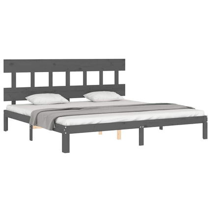 sengeramme med sengegavl 200x200 cm massivt træ grå
