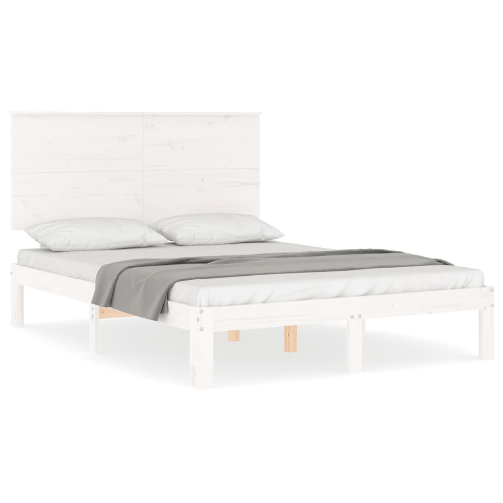 sengeramme uden madras 140x190 cm massivt fyrretræ hvid