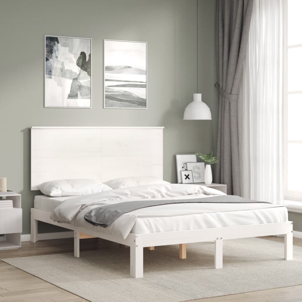 sengeramme uden madras 140x190 cm massivt fyrretræ hvid