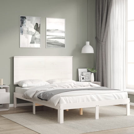sengeramme uden madras 140x190 cm massivt fyrretræ hvid