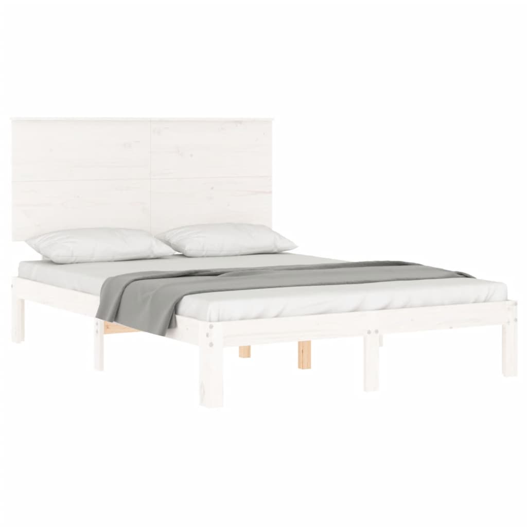 sengeramme uden madras 140x190 cm massivt fyrretræ hvid