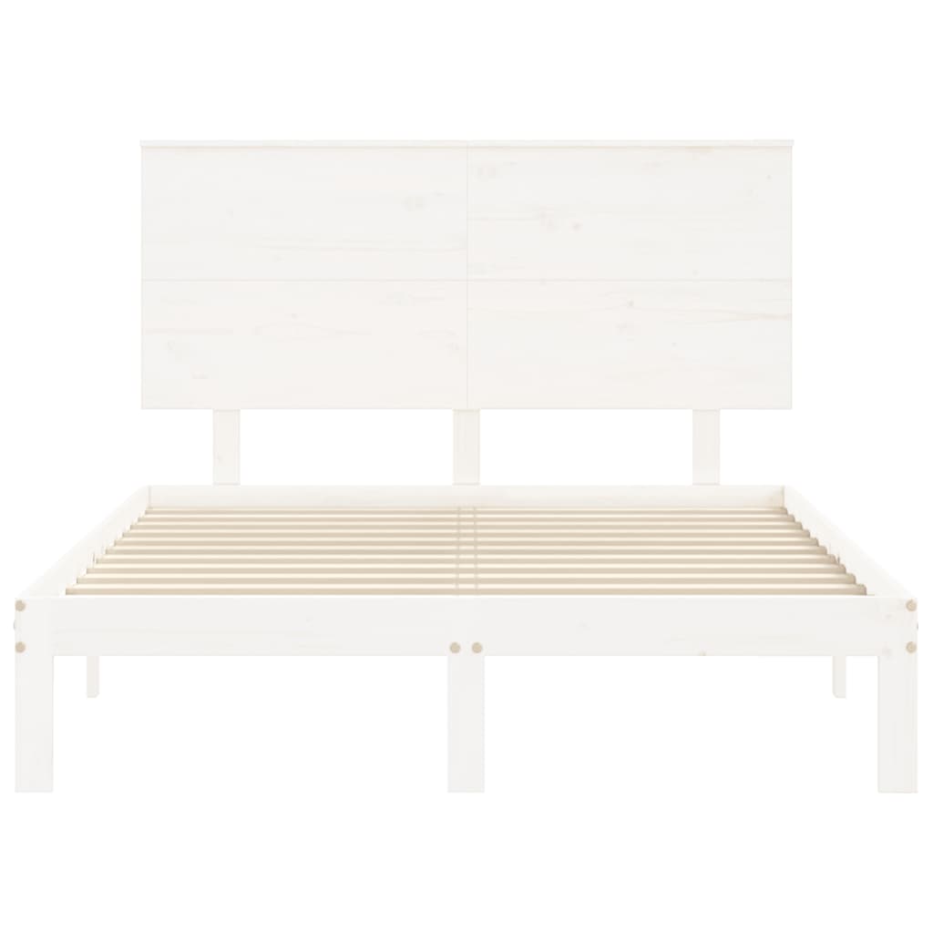 sengeramme uden madras 140x190 cm massivt fyrretræ hvid